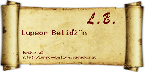 Lupsor Belián névjegykártya